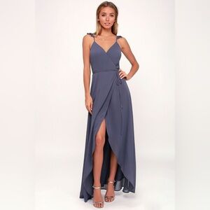 Here's to Us Denim Blue High-Low Wrap Dress‎ NWT